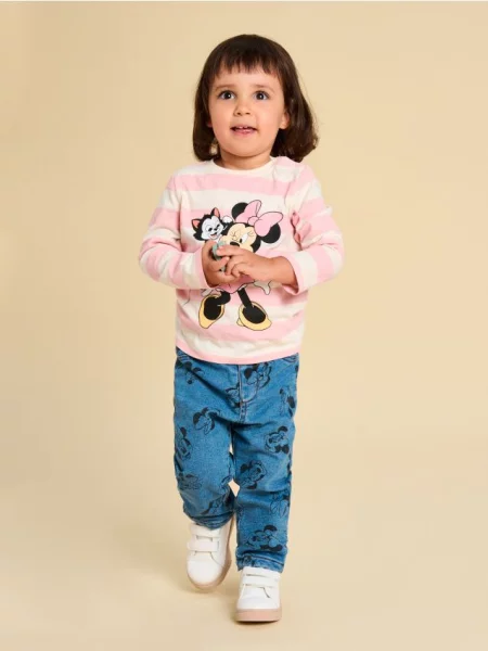Sinsay Džíny s fleecovou podšívkou Minnie Mouse modrá