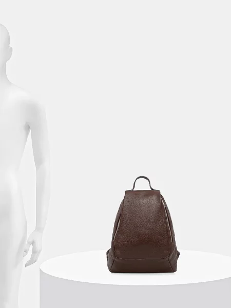 Кожаный однотонный маленький рюкзак Answear.lab коричневый