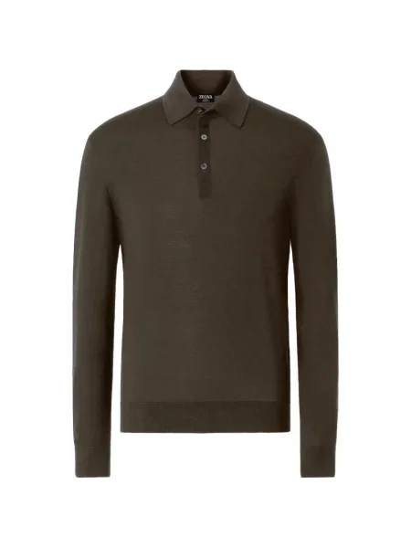 Tricou polo Zegna de lână verde