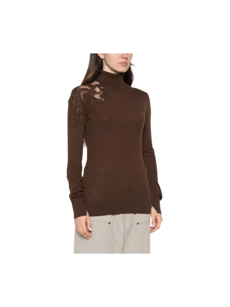 Sweter z golfem Ermanno Scervino wełniany brązowy