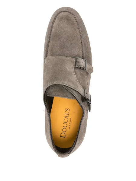 Pantofi loafer Doucal's din piele de căprioară cu cataramă gri