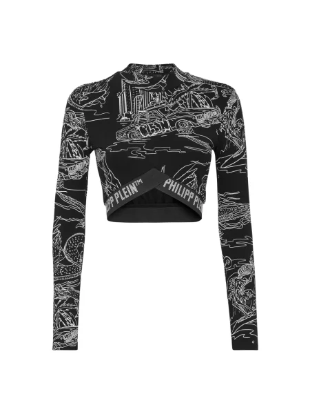 Top Philipp Plein z kamieniami do biegania czarny