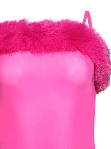 Remenčić top Balenciaga s krznom ružičasta
