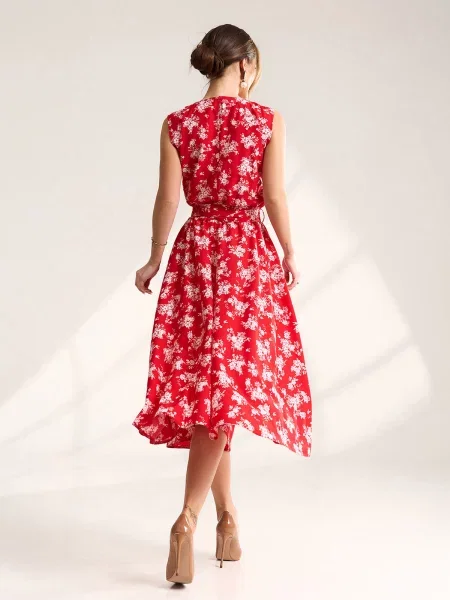 Сукня міді ISSA Plus комбінований верх червоний