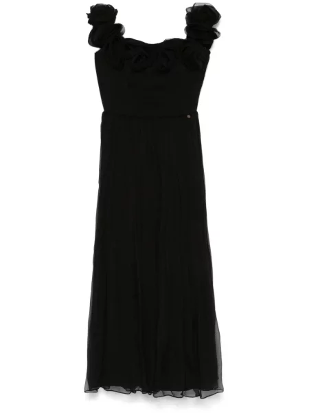 Sukienka midi Nissa w kwiatki do kolan garniturowa czarna