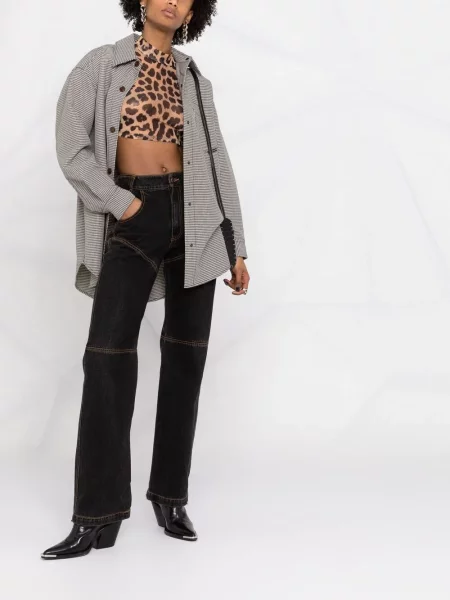 Raštuotas apkirptas palaidinė be rankovių Philipp Plein leopardinis ruda