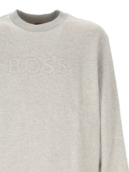 Pulover Boss cu broderie gri