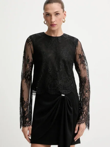 Bardot bluză uni negru