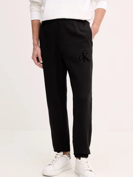 Calvin Klein Jeans spodnie dresowe gładkie czarny
