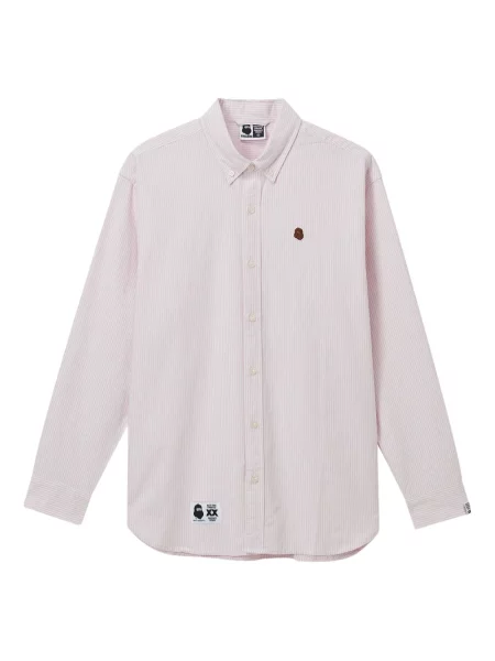 Pruhovaná košile Fingercroxx s výšivkou růžová
