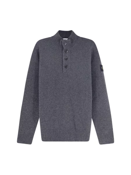 Sweter Stone Island wełniany z kamieniami szary