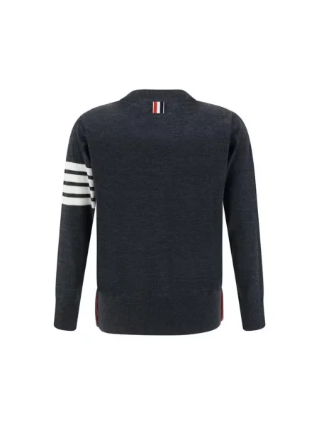 Sweter Thom Browne w paski z paskiem szary
