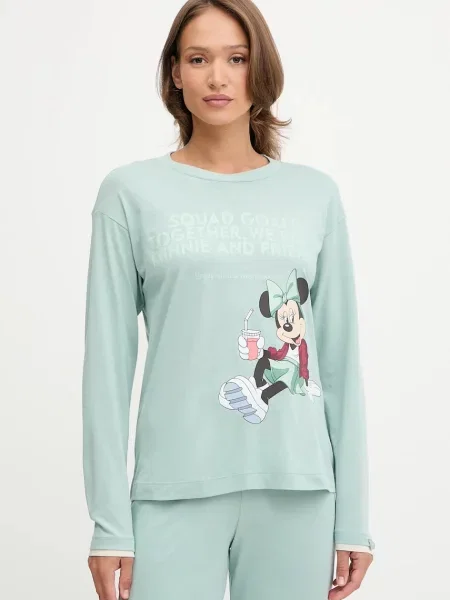 Горнище на пижама с дълги ръкави United Colors of Benetton тюркоазено