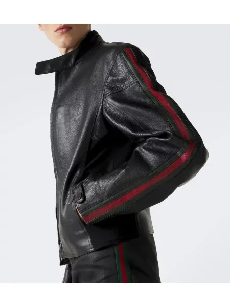 Geanta de piele Gucci cu dungi negru