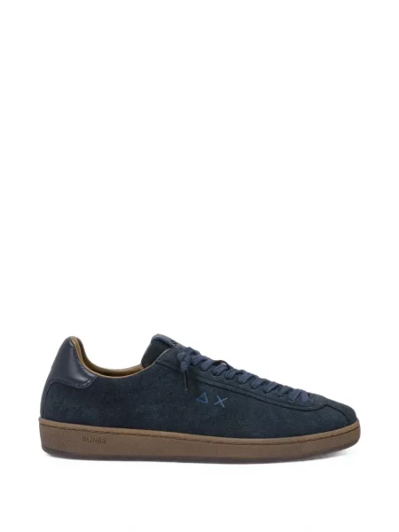 Sneakerși Sun68 cu broderie din piele de căprioară albastru