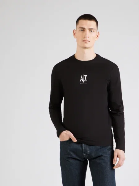 ARMANI EXCHANGE Tricou / alb negru