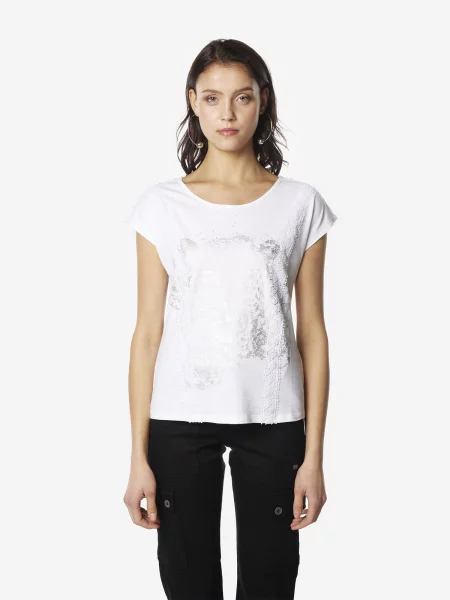 KOROSHI Tricou argintiu alb