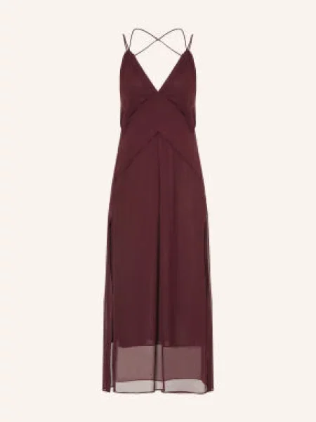 Allsaints Šaty Fawn tmavě červená