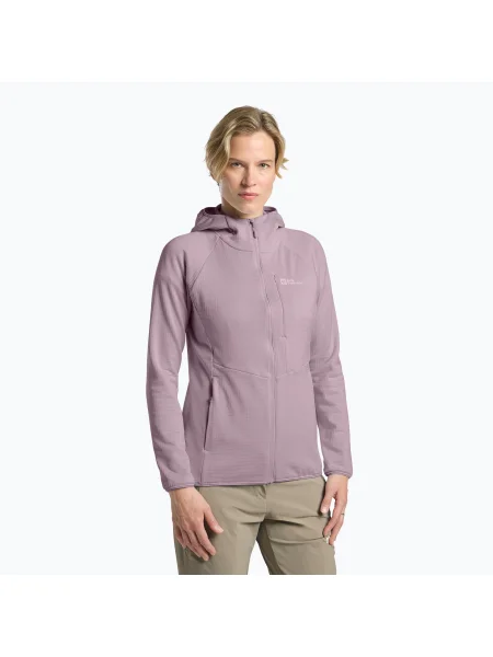 Дамски вълнен суитшърт с качулка и Jack Wolfskin Kolbenberg wild blossom розово