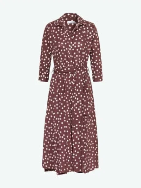 Rossana Diva Sukienka Koszulowa Z Rękawami braun biała