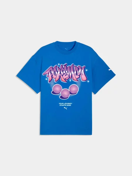 Футболка PUMA Pokemon x Hoops Tee I комбінований верх синій
