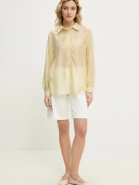 Джинсові шорти Answear Lab однотонні висока посадка бежевий