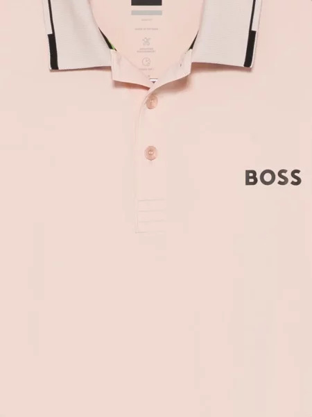 Scurt tricou polo Boss cu imagine roz
