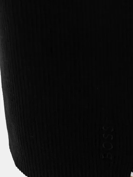 Шерстяной однотонный шарф Boss черный