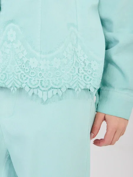 Kurtka jeansowa Rue Paris koronkowa