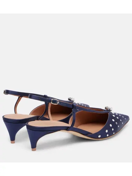 Pantofi cu toc Malone Souliers din satin slingback albastru