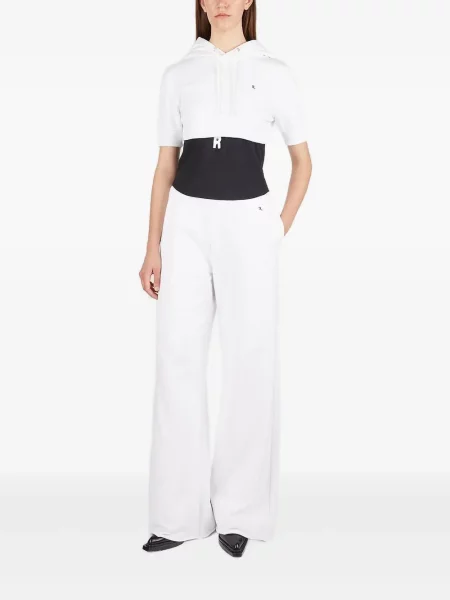 Pantaloni Raf Simons cu broderie alb