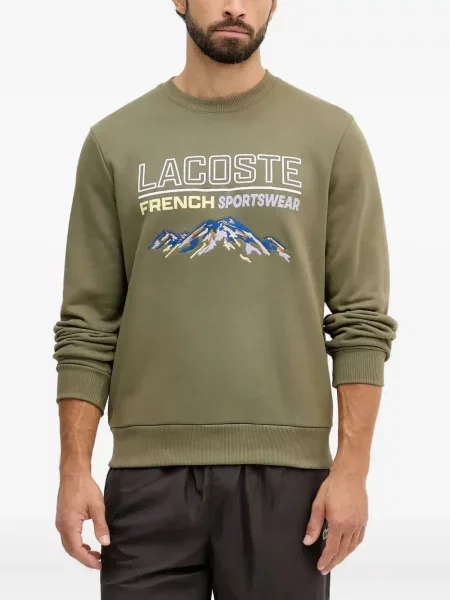 Hanorac crewneck Lacoste cu broderie verde