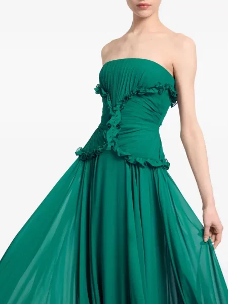 Rochie maxi Elie Saab de mătase de costum verde