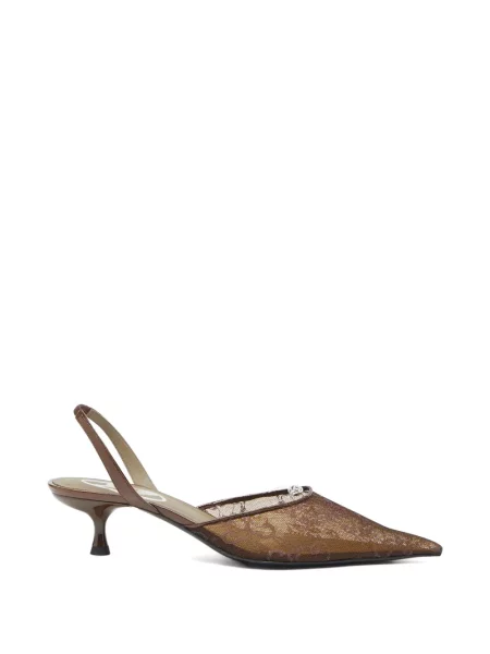 Pantofi cu toc Diesel plasă slingback maro