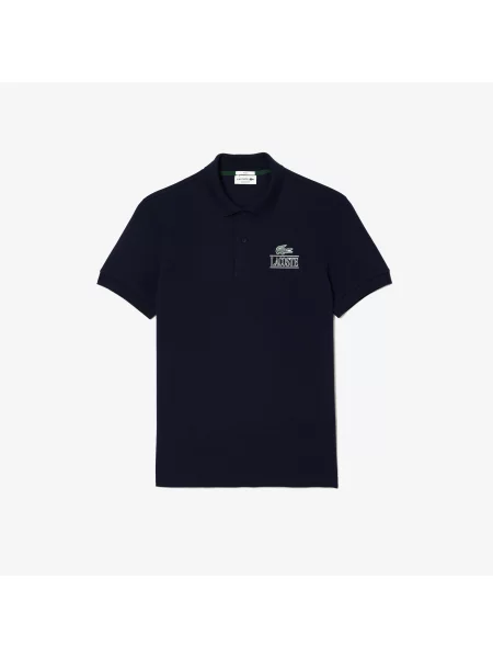 Lacoste Koszulka Polo Unisex Z Nadrukiem Regular Fit granatowa
