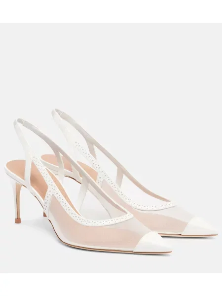 Pantofi cu toc Malone Souliers plasă slingback alb