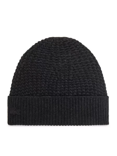Lacoste czapka beanie z wełną czarna