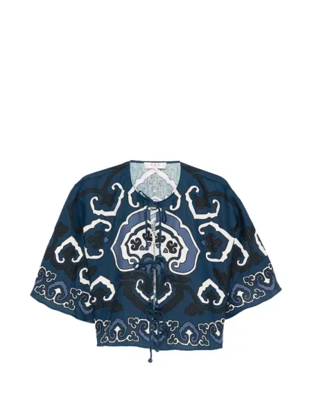 Bluzka Sea sznurowana koronkowa niebieska