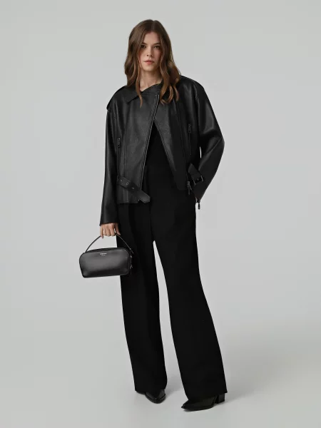 Кожаная куртка Emporio Armani черная