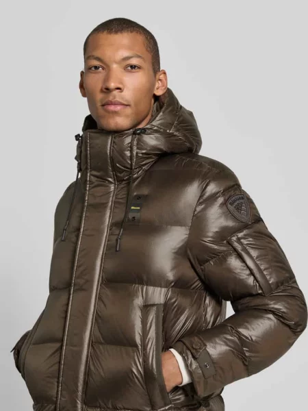 Płaszcz pikowany o kroju regular fit z kapturem model ALDRICH' Blauer oliwkowy