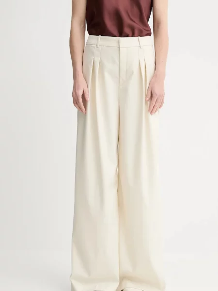 Gestuz pantaloni lat high waist bej