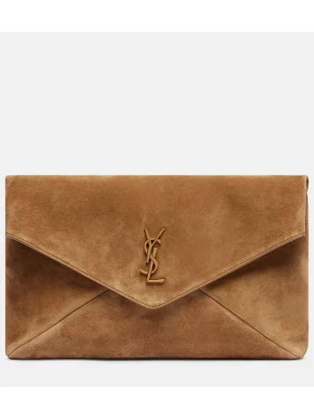 Pisemska torbica Saint Laurent iz semiša rjava