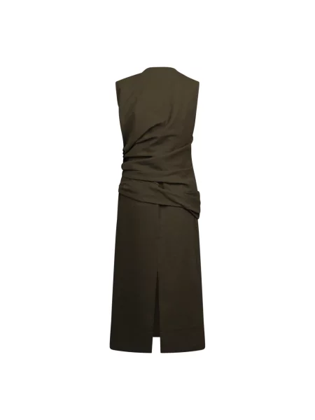 Lniana sukienka maxi Jil Sander zielona