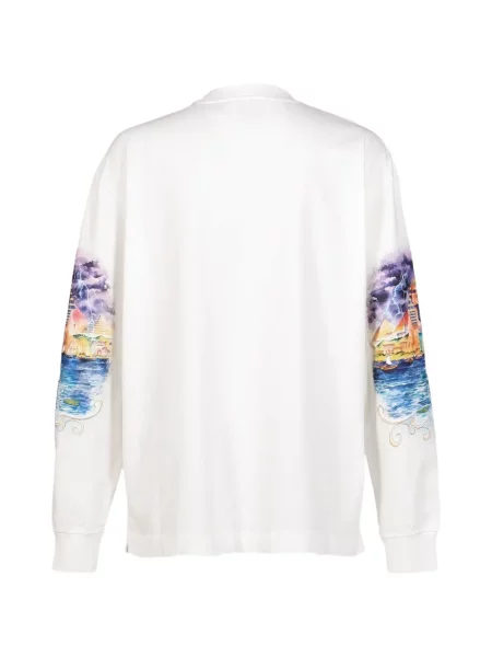 Lung tricou Casablanca cu imagine alb