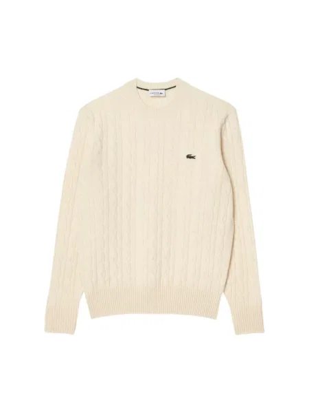 Sweter Lacoste wełniany elegancki biały