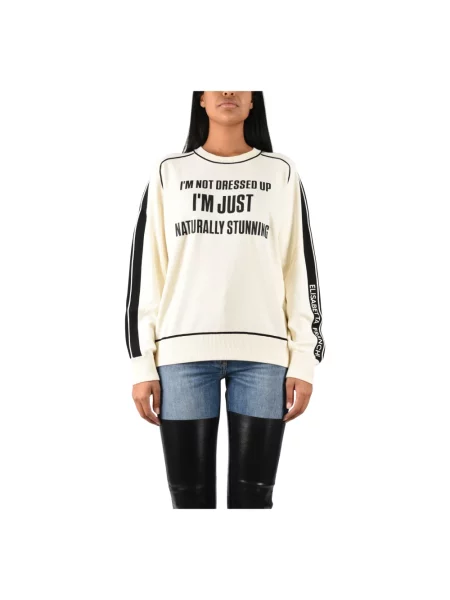 Dzianinowy sweter Elisabetta Franchi beżowy