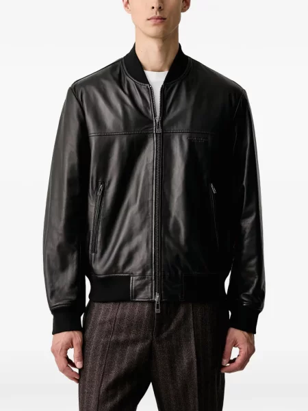 Geanta de piele Armani Exchange cu autograf negru