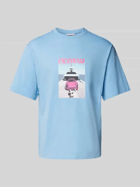 T-shirt z prążkowanym okrągłym dekoltem Review