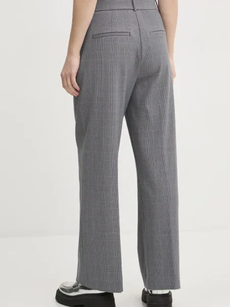 Kalhoty Abercrombie & Fitch jednoduché high waist šedá