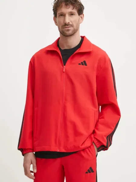 Csíkos melegítő szett Adidas piros